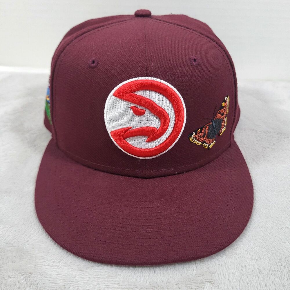 New Era x Felt Atlanta Hawks 59FIFTY Fitted 7 1/4 Maroon Butterfly Embroidered
